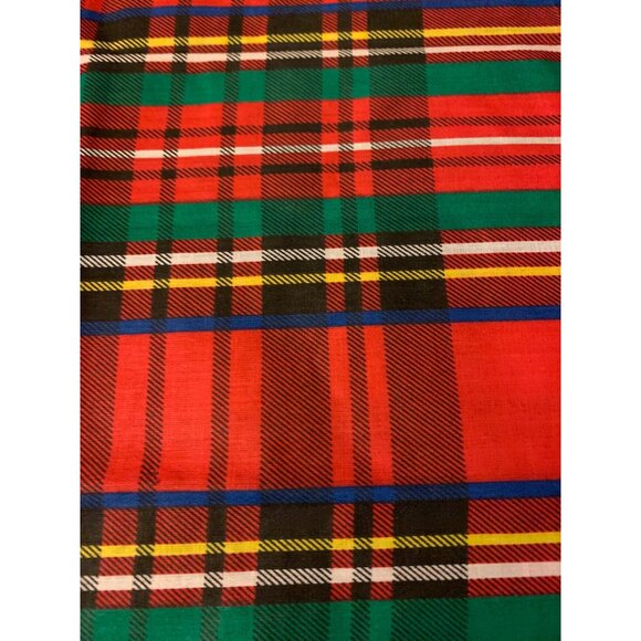 Vintage Tartan Plaid Fabric 1/2 Yard 42" Wide Cotton Red & Green - Picture 2 of 4